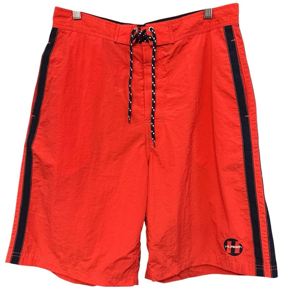 Tommy Hilfiger Red Nylon Swim Trunks Board Shorts M - Picture 1 of 5